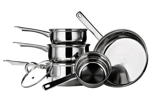 Crosse 5-Piece Stainless Steel Pan Set with Glass Lids