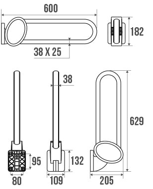 Pellet Arsis 600 mm Hinged Bar - White Epoxy-coated Aluminium