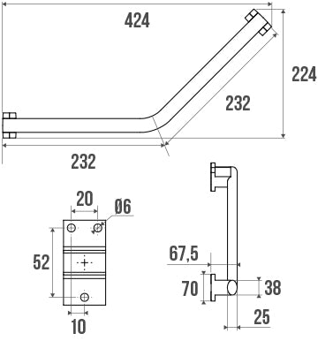 Pellet Arsis Evolution 135° Angled Grab Bar - Bright Anodized Aluminium