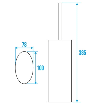 Pellet Arsis Elliptical Toilet Brush & Holder - White Epoxy-coated Stainless Steel