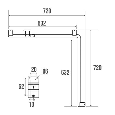 Pellet Arsis Two-Wall Corner Grab Bar - White Epoxy-coated Aluminium