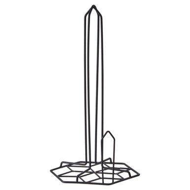 Vertex Contour Black Kitchen Roll Holder with geometric base on a white background