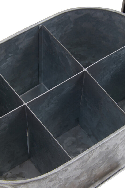 Drummond 6 Compartment Oval Galvanised Steel Caddy