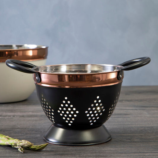 Prescott Small Charcoal And Copper Colander
