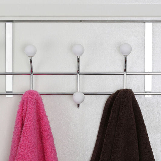 Jaxen Over Door 10-Hook Hanger | Chrome & Ceramic Ball Tips