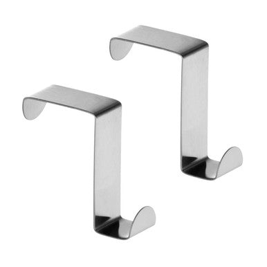 Over Door Set of 2 Reversible Stainless Steel Hooks