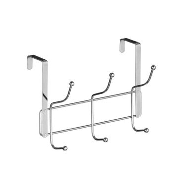 Chic Over Door Six Hook Hanger | Chrome Silver