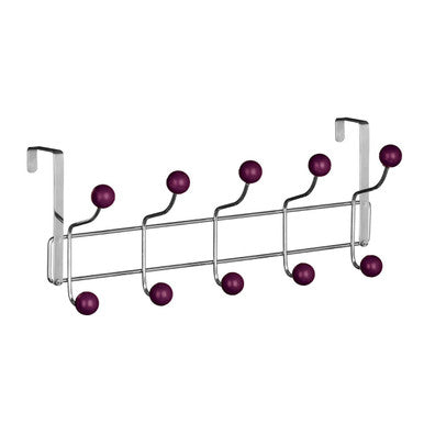 Jaxen Over Door 10-Hook Hanger | Chrome & Purple Ball Tips