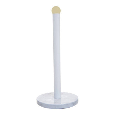 Easton White Marble Effect & Gold Kitchen Roll Holder on a white background