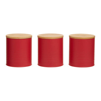 Set Of Three Alton Red Canisters