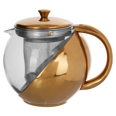 Fuso Gold Finish Glass 600 ml Teapot With Infuser