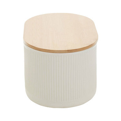 Geome Cream Bread Bin In Stoneware