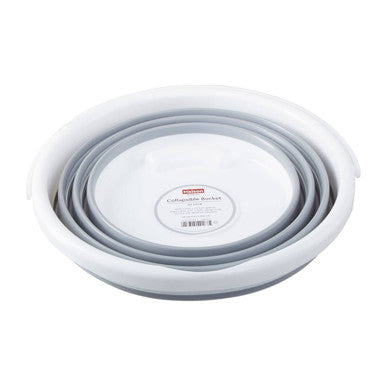 Averill Grey and White Collapsible Bucket with Handle
