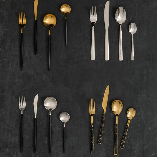 Avie 16 Piece Etched Deco Cutlery Set