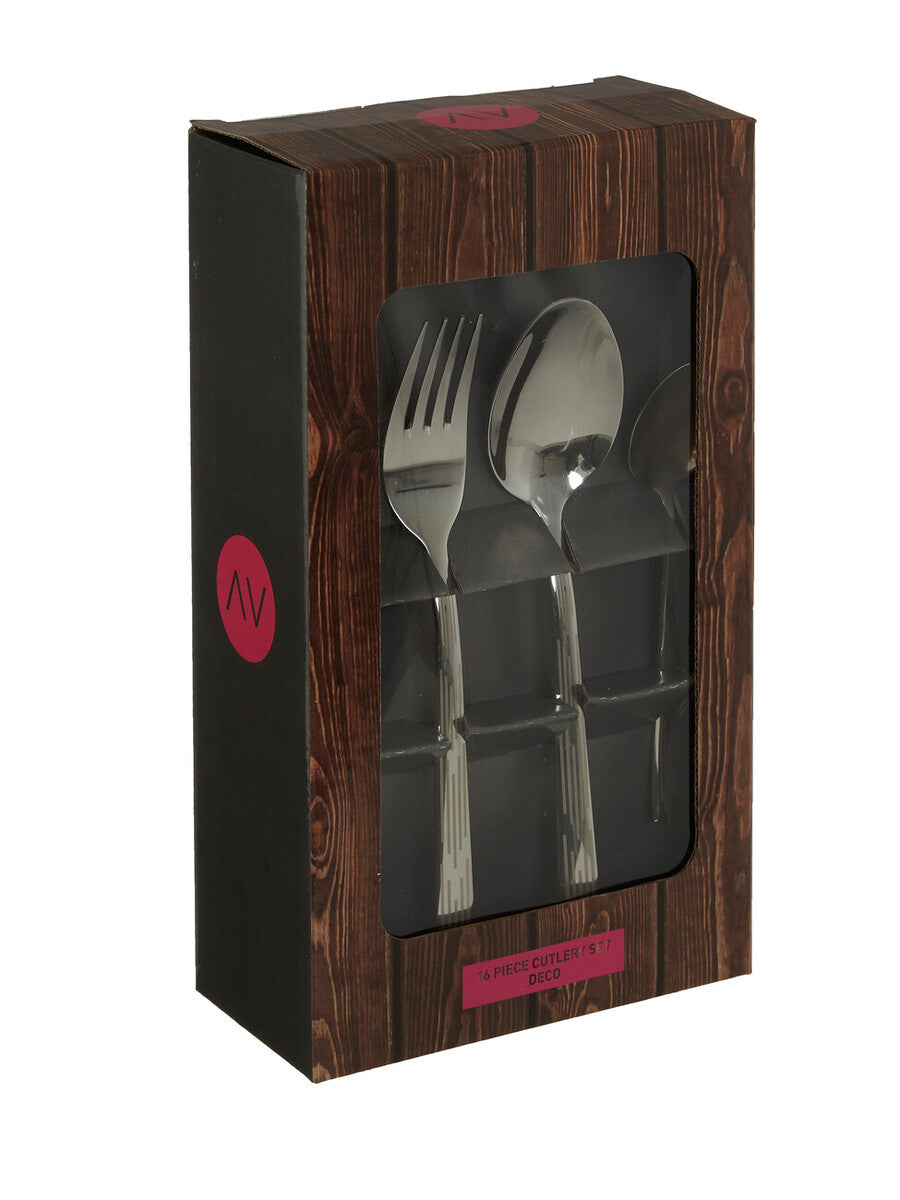 Avie 16 Piece Etched Deco Cutlery Set