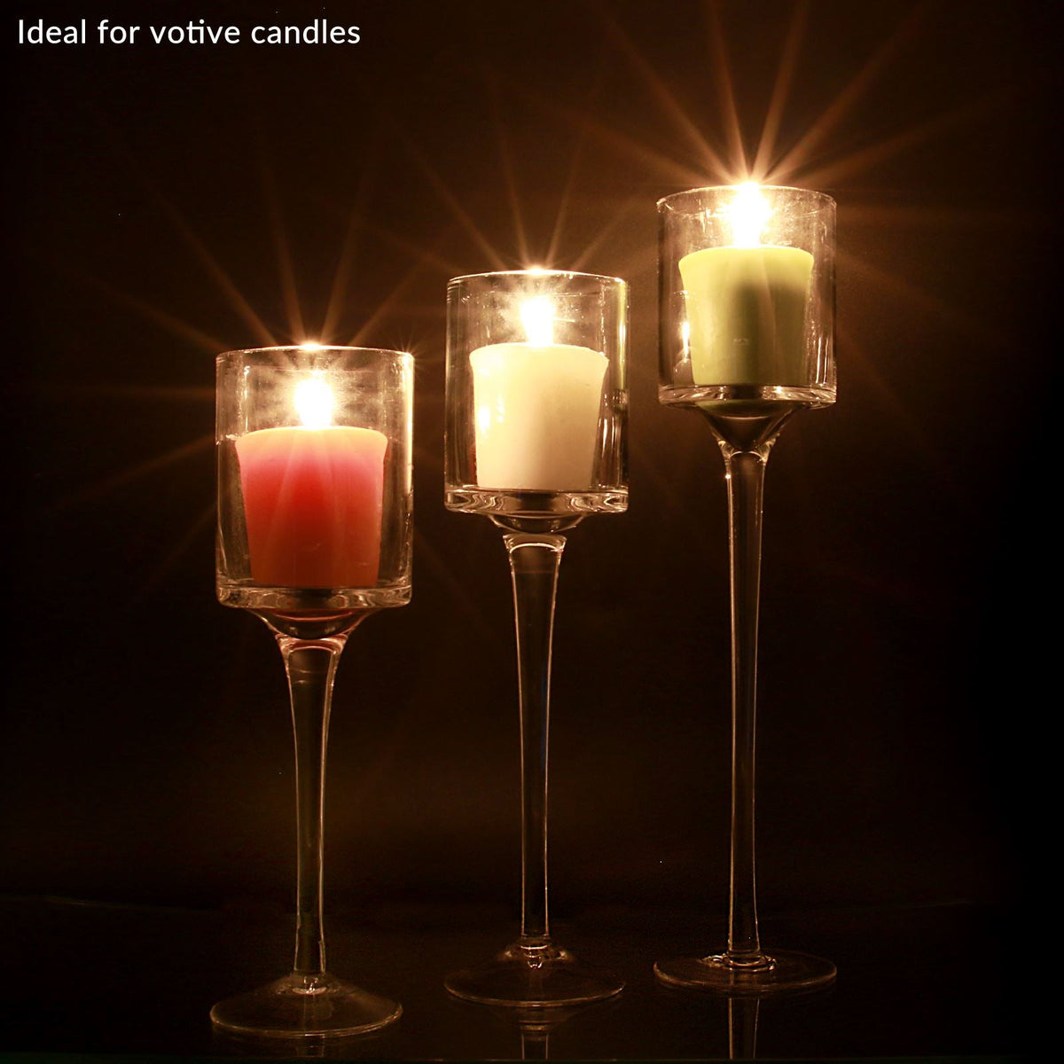 Maison & White Tall Glass Tealight Holders, Set of 3