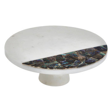 Imogen White Marble and Paua Shell Round Cake Stand