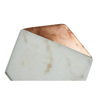 Set of 4 White Marble and Copper Inlay Coasters | Monzaro