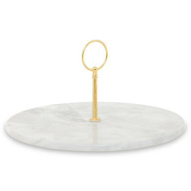 Salerno Grey Marble Cake Stand with Gold Handle