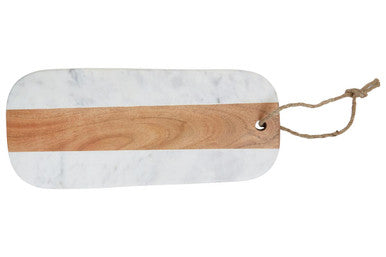 Monzaro Oblong White Marble And Acacia Wood Board