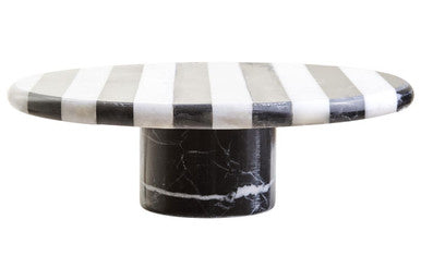 Soma Large Black and White Striped Marble Cake Stand