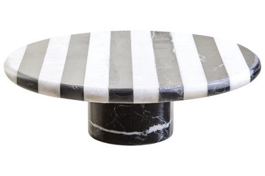 Soma Large Black and White Striped Marble Cake Stand