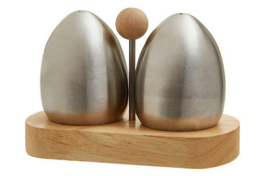 Natural Origins Stainless Steel and Rubber Wood Salt & Pepper Shakers