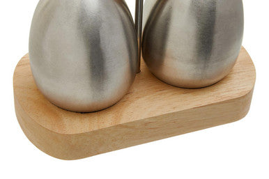 Natural Origins Stainless Steel and Rubber Wood Salt & Pepper Shakers