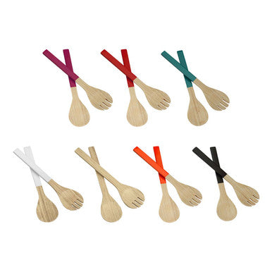 Kyoto Pink Bamboo Salad Servers | Natural & Pink Set of 2