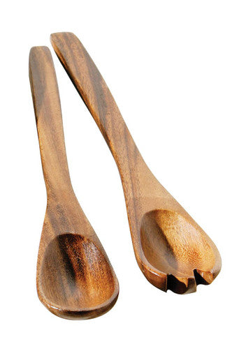 Kora Acacia Wood Large Salad Servers | Hand Carved Set of 2