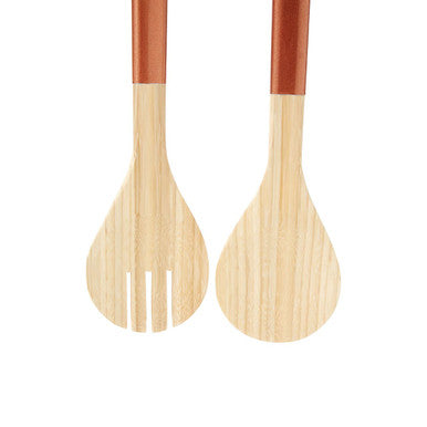 Kyoto Rose Gold Bamboo Salad Servers | Handcrafted Set of 2