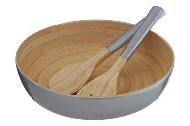 Kyoto Silver Bamboo Salad Servers | Handcrafted Set of 2