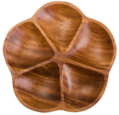 Five section flower dish shown from above