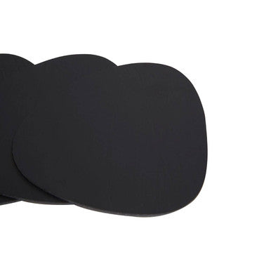 4 Piece Pebble Black Leather Coasters | Catlins