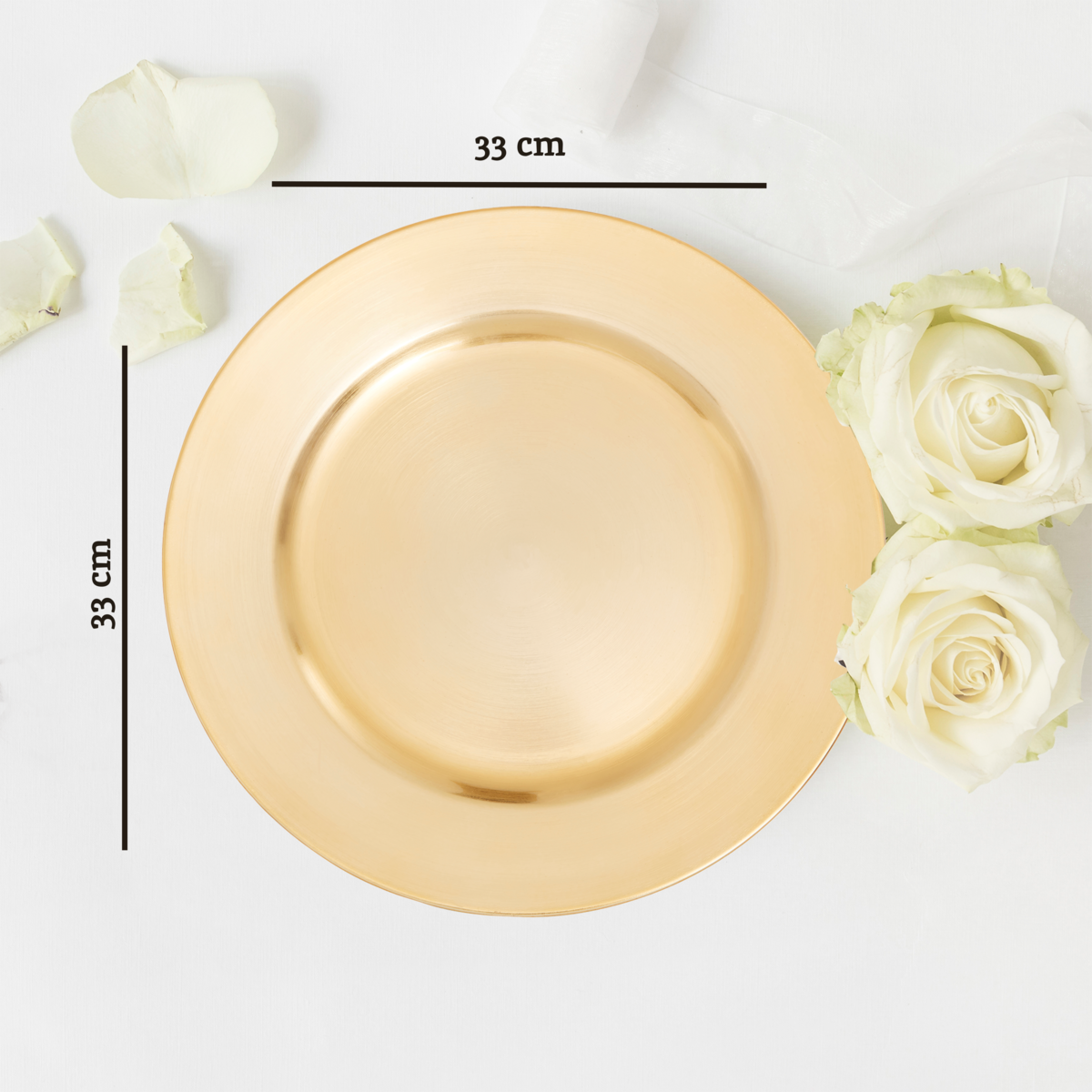 Dia Flat Gold Charger Plate, 33cm