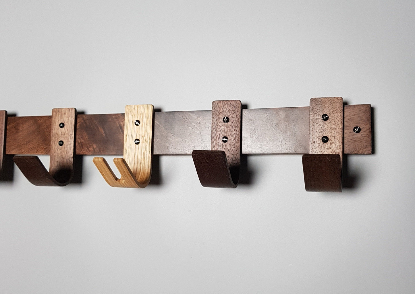 Coat Rack with Walnut Hooks and Oak Key Hook