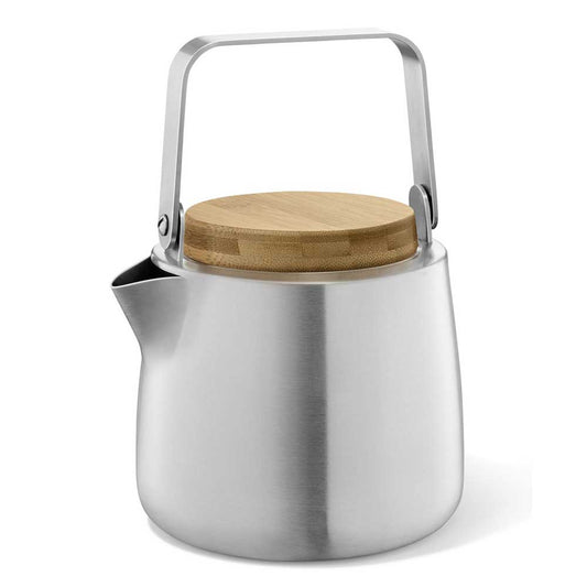 🇩🇪 Zack Bevo Premium Brushed Stainless Steel Teapot with Bamboo Accents (1.3L) - Award-Winning German Design 🫖🏆✨