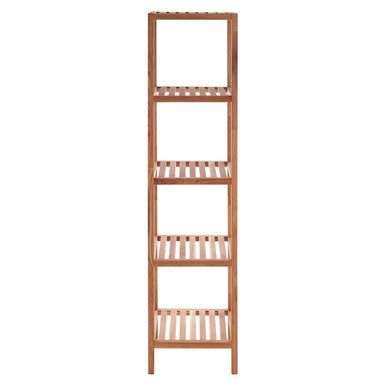 ARLA 5 Tier Walnut Wood Bathroom Shelf Unit