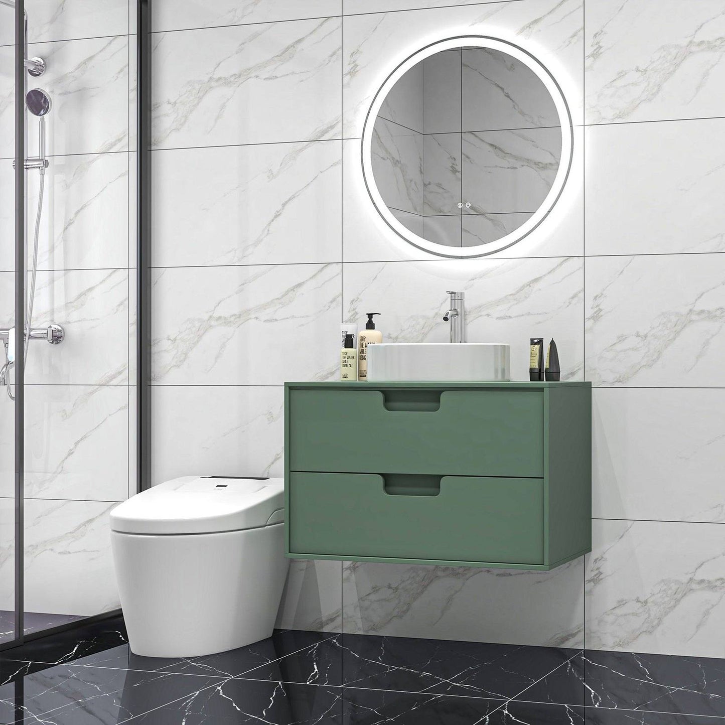 🪞 Kleankin Round LED Bathroom Mirror ✨ Illuminated Wall Mount with Bright Lighting
