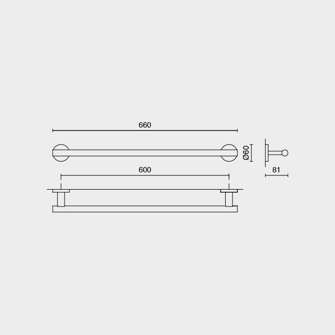 Zack Scala Polished Stainless Steel 60 cm Towel Rail 40057