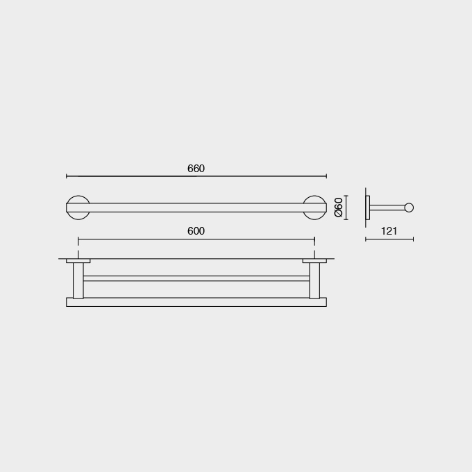 Zack Scala Polished Stainless Steel Double Towel Rail 40059