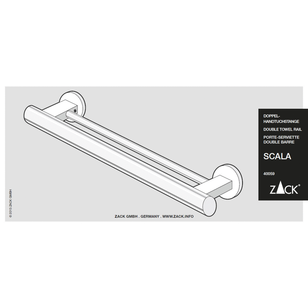 Zack Scala Polished Stainless Steel Double Towel Rail 40059