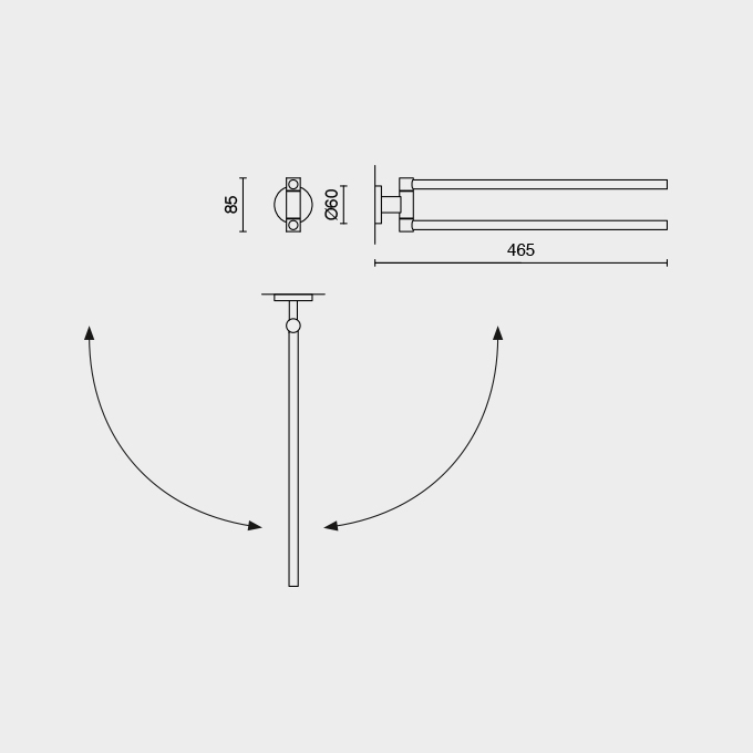 Zack Scala Polished Stainless Steel 46.5 cm Swivelling Towel Rail 40060