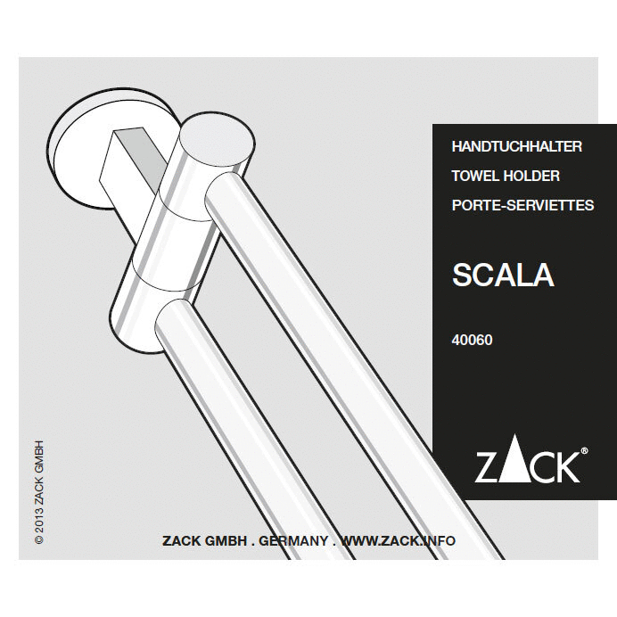 Zack Scala Polished Stainless Steel 46.5 cm Swivelling Towel Rail 40060