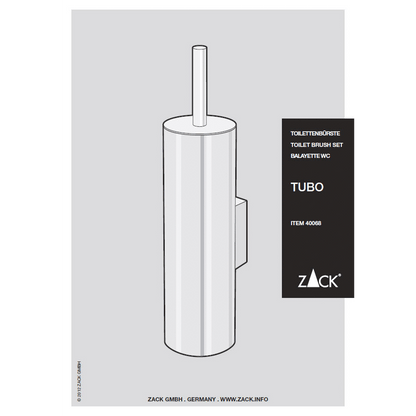 Zack Tubo Polished Stainless Steel Wall Toilet Brush Set 40068