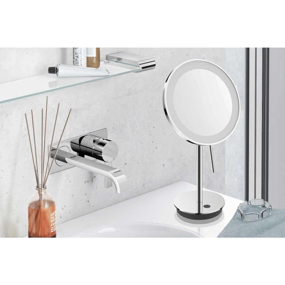 Zack Alona Polished Stainless Steel LED Make-up Mirror 40141