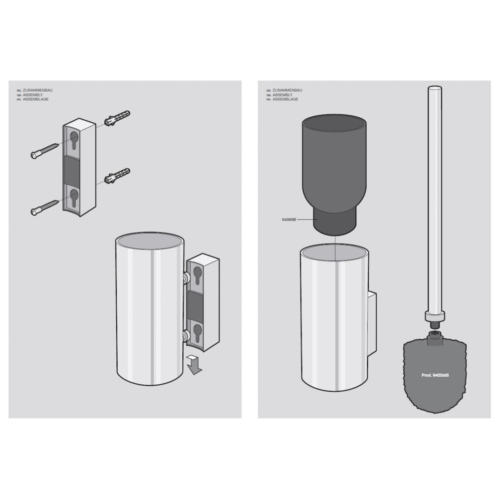 Zack Linea Brushed Stainless Steel Wall Toilet Brush 40381