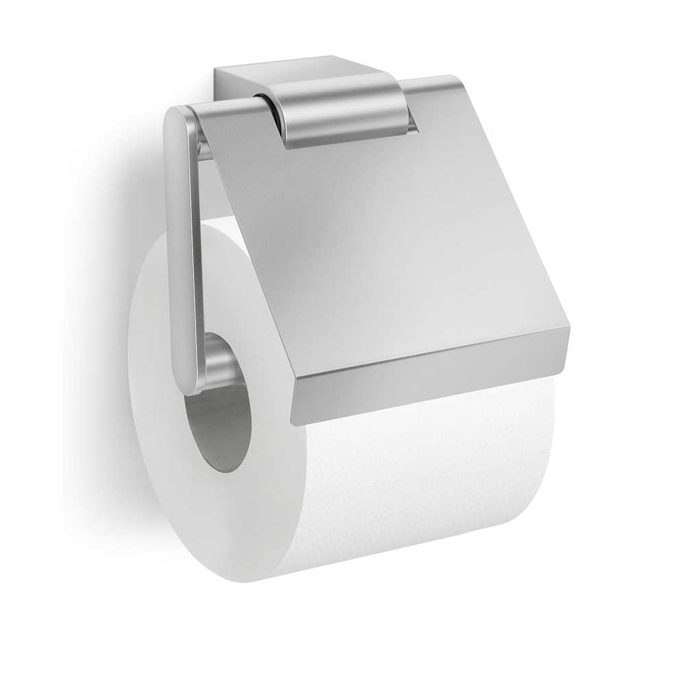 Zack Atore Brushed Stainless Steel Toilet Roll Holder with Lid 40415