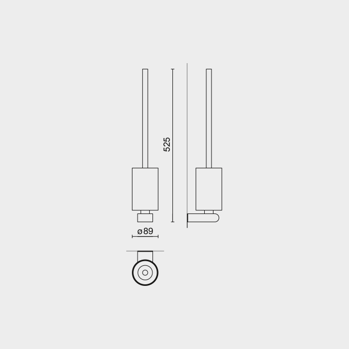 Zack Atore Brushed Stainless Steel Wall Toilet Brush 40416