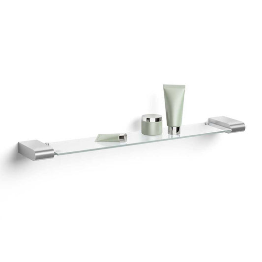 Zack Atore Brushed Stainless Steel & Toughened Glass Bathroom Shelf 40418